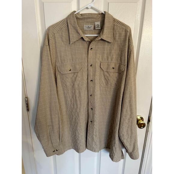LL Bean Shirt Mens 2XL Brown Plaid Long Sleeve Button Up‎ e1 - Picture 1 of 2
